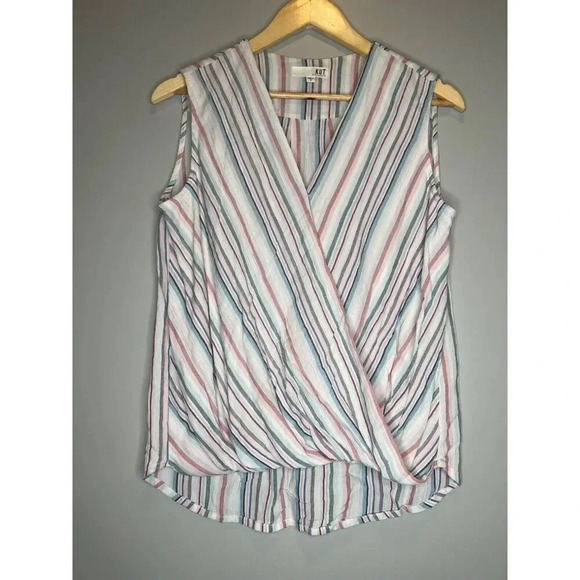 Kut from the Kloth Tops - KUT from the Kloth sleeveless blouse top tank stripe cross front career size S